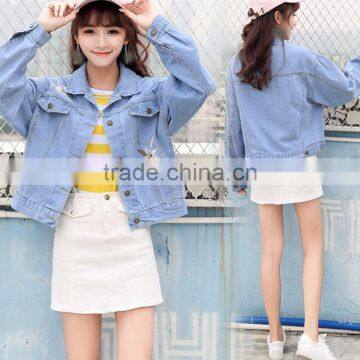 zm35754a girls short coat model new style casual denim jacket for autumn