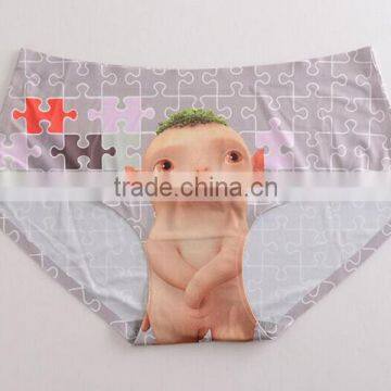 2017 Latest Personalized Your Own Brand Logo Design 95% Cotton 5% Spandex Private Label Band Cute Cartoon Lady Underwear Briefs photo-6