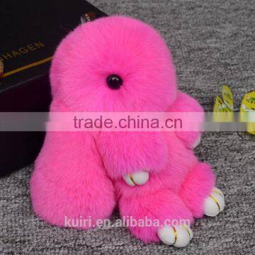 Rex Keychain play dead rabbit cute doll pendant key bag Pom Pom toy doll car keychain