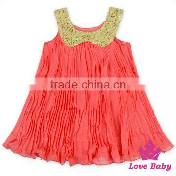 48BQA131 Fancy Kids Sequin Collar With Ruffle Dress Cute Frock Designs For Small Girls photo-2