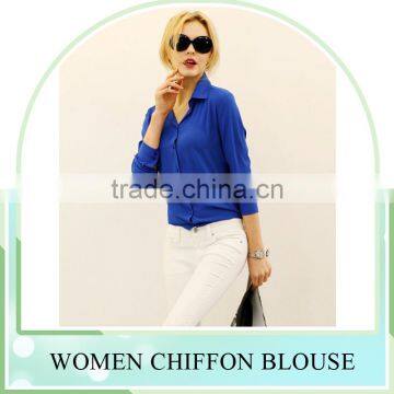 Factory Sale! Long Sleeve Chiffon Shirt Design for Women Blouse photo-3