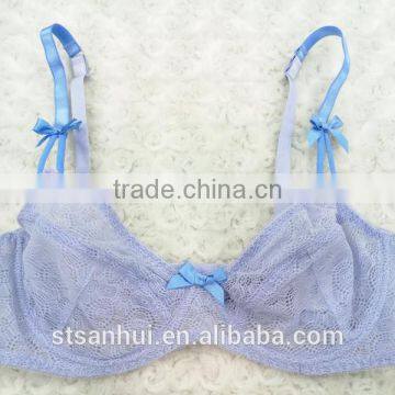 Beauty Bowknot Sexy Ladies Transparent Bra Panty Set New Design photo-2