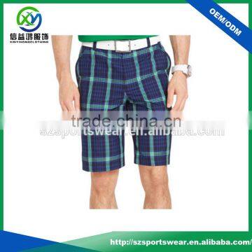 Sublimation Printing New Design Dry Fit Mens Plaid Golf Shorts