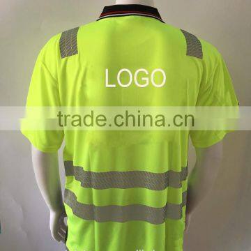 Mens Two-tone Flourescent AS/NZS High Visibility Reflective Chinastar Safety Polo Shirt photo-2