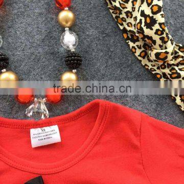 2016 New Baby Girls Spring Outfit Suit Red Leopard Top Kids Clothes With Matching Accessories photo-2