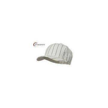 Acrylic Constructed Fitted Baseball Hats White Pin Striped Adjustable