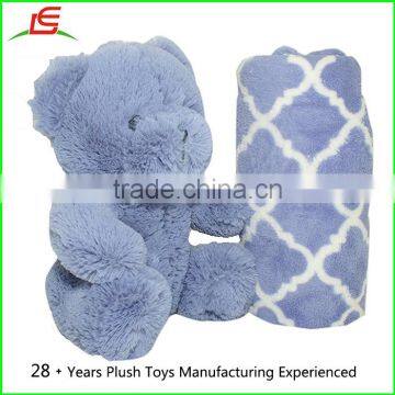 Wholesale Plush Stuffed Animal Teddy Bear and Blanket 2 Peice Gift Set for Kids Children