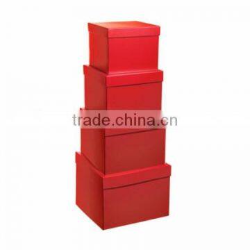 Gift Box Square Red Set of 4