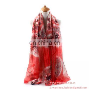 2016 Spring New Dandelion Printed Voile Women Scarf Wholesale