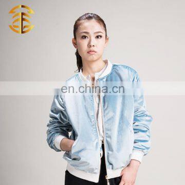 China Manufacturer Custom Blue Velvet Sublimation Bomber Jacket