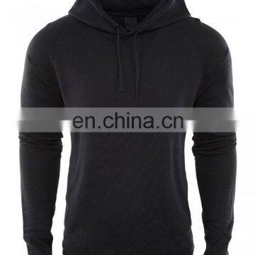 Black Fleece Pullover Hoodie With Long Sleeves Rip Stop
