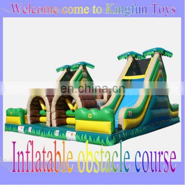 Double lanes inflatable tropical obstacle