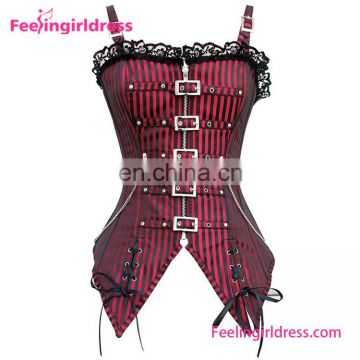 Red Punk Overbust Cincher Sex Women Photo Steel Boned Corset