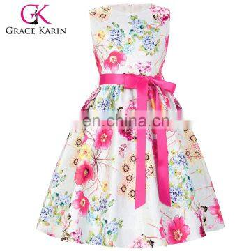 Grace Karin Children Girls Floral Pattern Sleeveless Round Neck Party Dress 2 Year Old Grl Dress Kids Dress CL008997-1