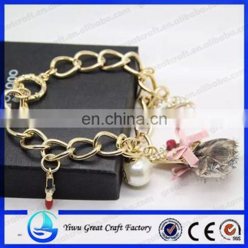 wholesale pearl pendant and gold chain bracelet