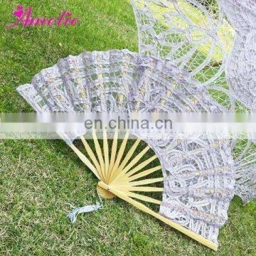 2014 Violet Color Handmade Luxury Wedding Decorative Hand Fan