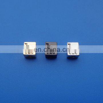 Personalized plating gold silve and black nickel cuboid shape engraved letter logo metal bead