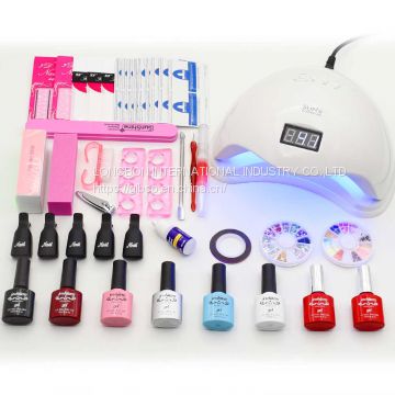 36W 48W led lamp timer nail dryer 6 colors uv gel polish nail art kit set uv gel polish manicure tools set sticker remover file