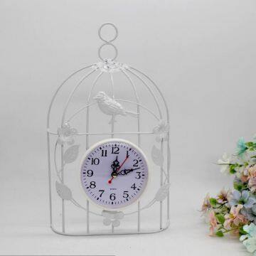 Bird Cage Metal Wall Clock Home Decoration Iron Clock photo-2