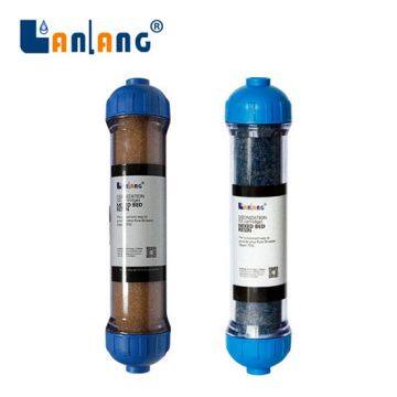 Inline window cleaning water softening cartridge