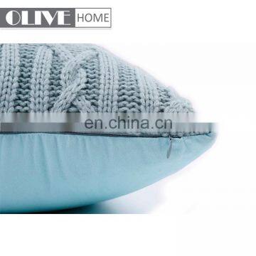 High Quality Home Decorative Light Blue Cushion Cover With Jacquard Cable Knit photo-4