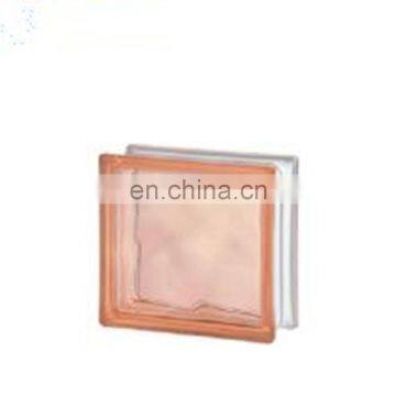 pink side colour glass block ,190mmx190mmx80mm