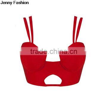 Jenny Fashion Wholesale 2016 New White Beige Red Yellow Sey Cute Women Strap Bandage Bustier Crop Tops