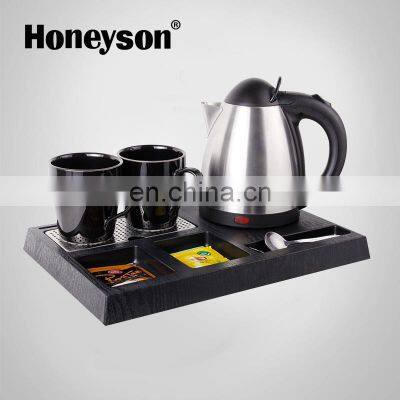 Honeyson 2017 гостиничный полностью металлический электрический серебряный чайник с чайным подносом