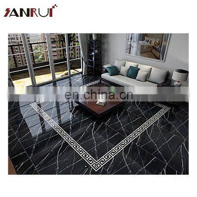 Micro Crystal Polished Porcelain shining dark black tile for mall market or bar floor tile