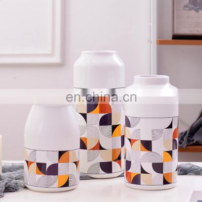 INS style simple modern Nordic ceramic vase handicraft ornaments three-piece set