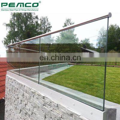 Outdoor Frameless Balustrade Design Deck Aluminum Floor Mounted Glass Railing U Channel