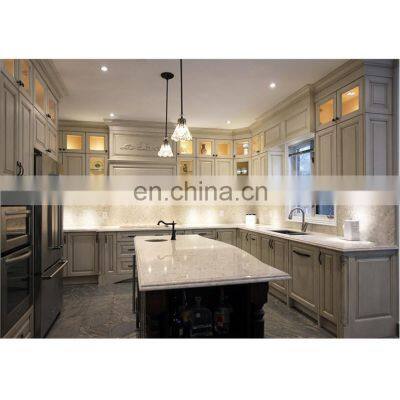 Luxury custom vintage white design wooden cupboard readymade kitchen cabinets