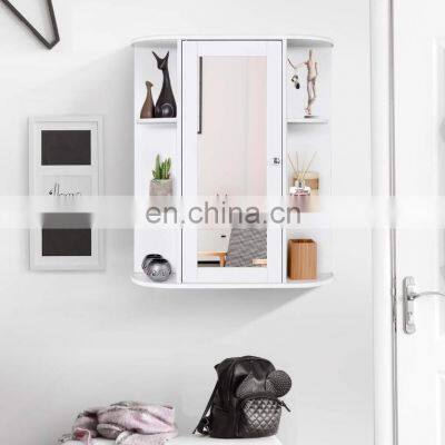 Single Door Bathroom Mirror Cabinet 2 Tier Inner Shelves Wall Mounted Medicine Cabinet photo-5