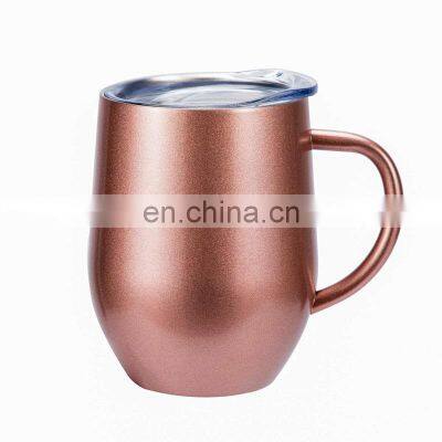 Best Selling 12oz Stainless Steel Egg shaped Sublimation wine cup mug Tumbler with Handle