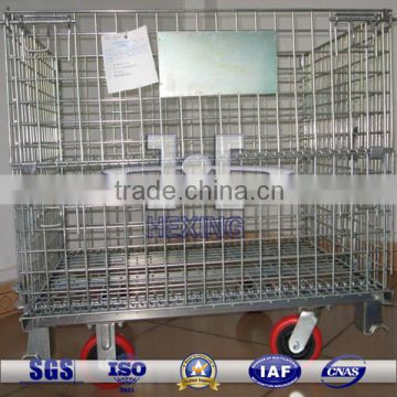 Galvanized Wire Mesh Container with Wheels