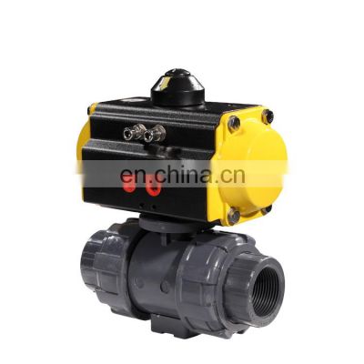 Double Union UPVC Plastic Two Ways Pneumatic Control Ball Valve Double Acting