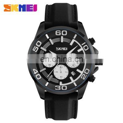 SKMEI 9154 Multi Functional Men Quartz Wrist Watches Chronograph Waterproof Fashion Leather Reloj De Hombre photo-3