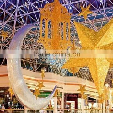 Ceiling hanging moon and star ramadan mall decoration