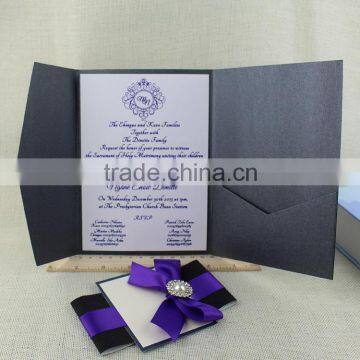 Luxury Brooch Wide Purple Ribbon for Wedding Invitations Made In China