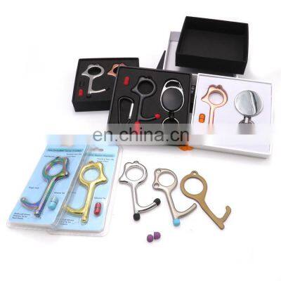 Hot Sale Multifunctional Handheld Non-Contact Door Opener EDC Metal Key Chain Stylus Door Opener Tool photo-3