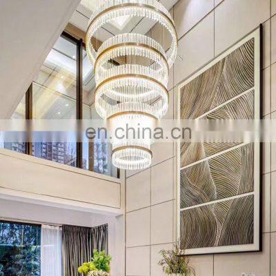 Large Customizable Crystal Pendant Lamp Postmodern Circular LED Chandelier Iron Body Energy-Saving Hanging Lamp Home Office