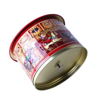 Food Grade Custom Printing Carousel Gift Tin Box Music Metal Tin Box for Cookie Candy Chocolate Packaging photo-3