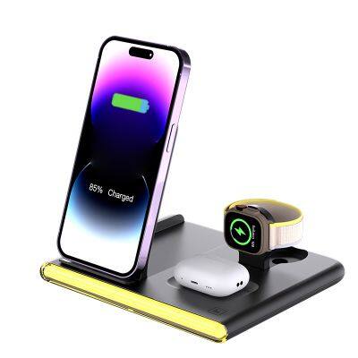 Cargador Inalmbrico 3 En 1 15W Chargeur Induction Sans Fil Caricatore Charging Docking Station 3 In 1 Wireless Charger