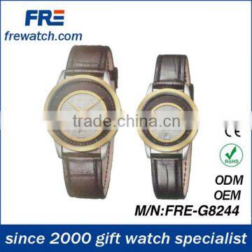 couple leather watches with stainless steel case new fashion hot sell leather watches