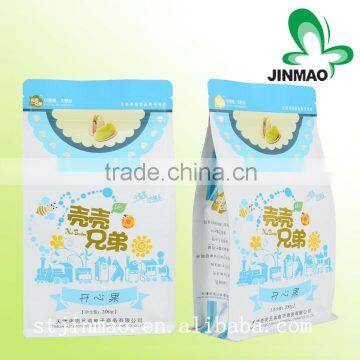 Bottom bag for snack food packaging flat bottom bag