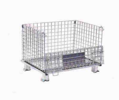 Foldable Stackable Steel Wire Mesh Container for Garage Storage