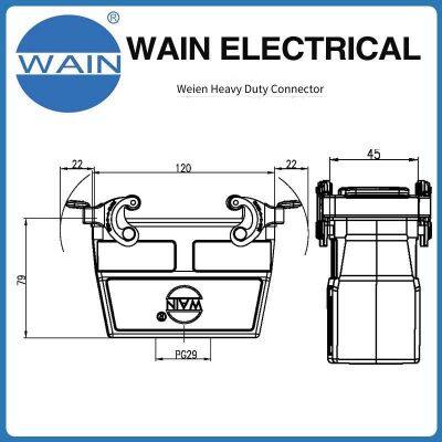 Wain Heavy-duty Connector H24b-ccth-2l/sc-pg29, 24b Metal Rectangular Connector Housing, Aviation Plug photo-3