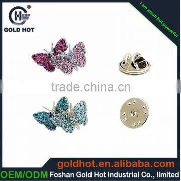 Golden supplier metal lapel pin with logo engraved colours