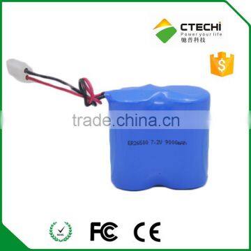 ER26500 c size lithium battery pack 7.2V 9000mAh