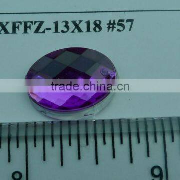 DARK PURPLE COLOR Oval Shape Acrylic Stone, sewing for Button, Flatback plastic stone 13x18m